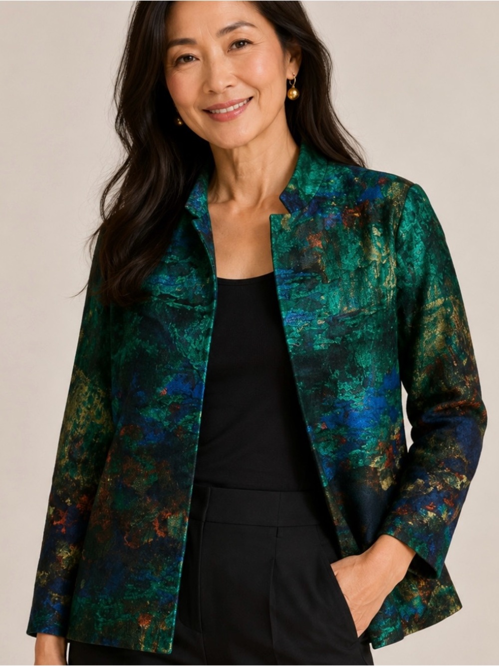 Vibrant Green and Blue Women's Blazer Grace Chuang